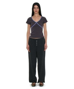 PWC 스트라이프 저지 와이드 팬츠_블랙