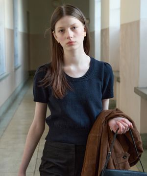 [3COLORS] 코튼 반팔니트 탑