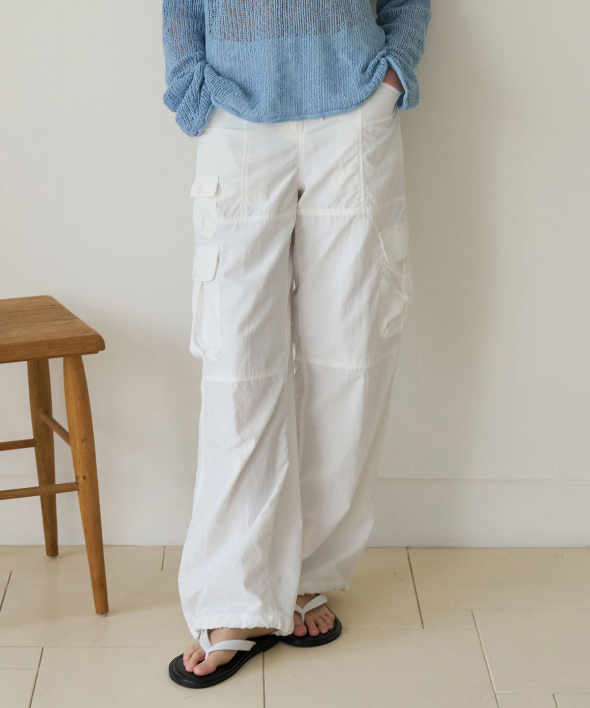 커버낫 우먼(COVERNAT WOMAN) 우먼 멀티 카고 팬츠 White