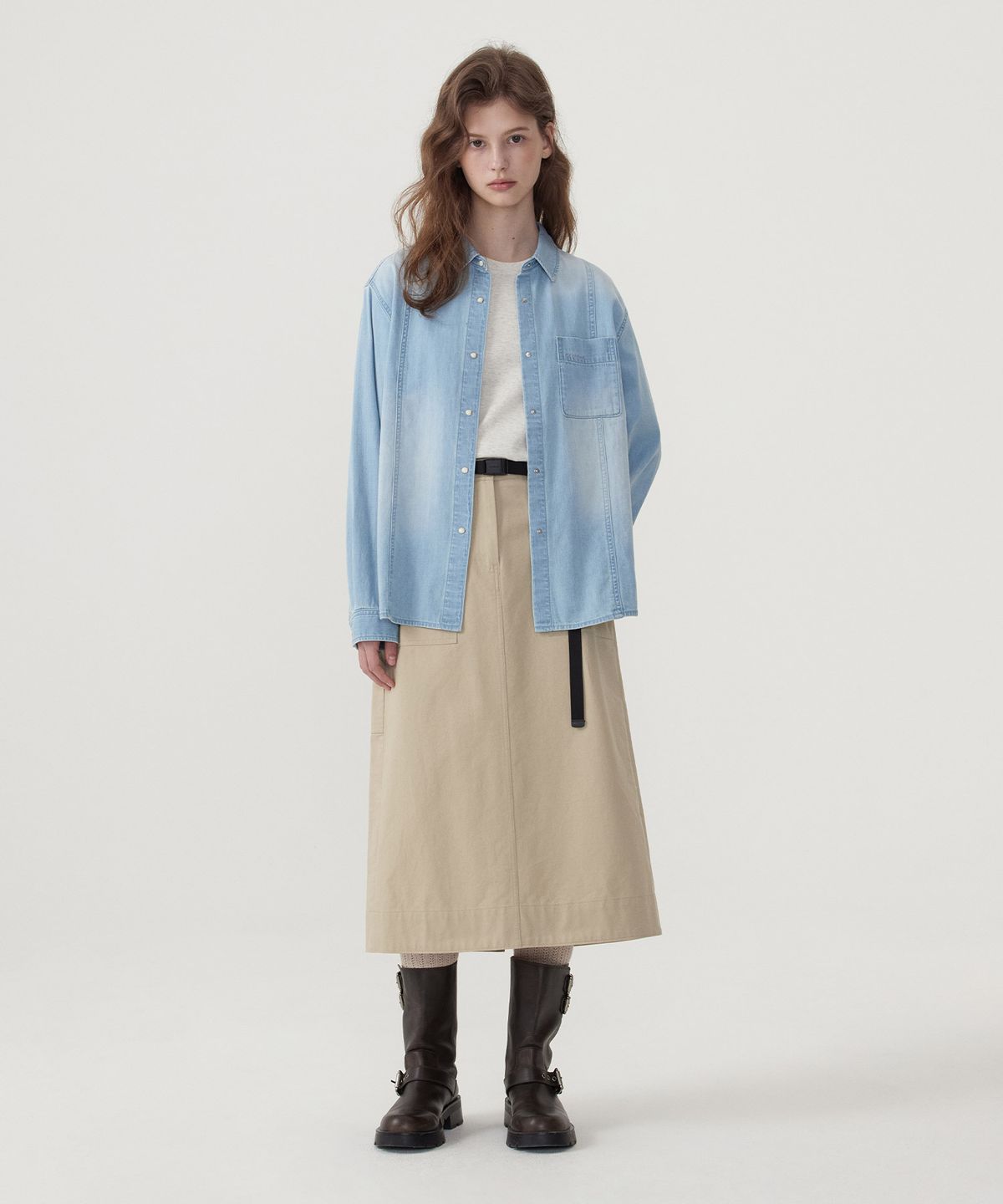 커버낫 우먼(COVERNAT WOMAN) 우먼 벨티드 퍼티그 스커트 Beige