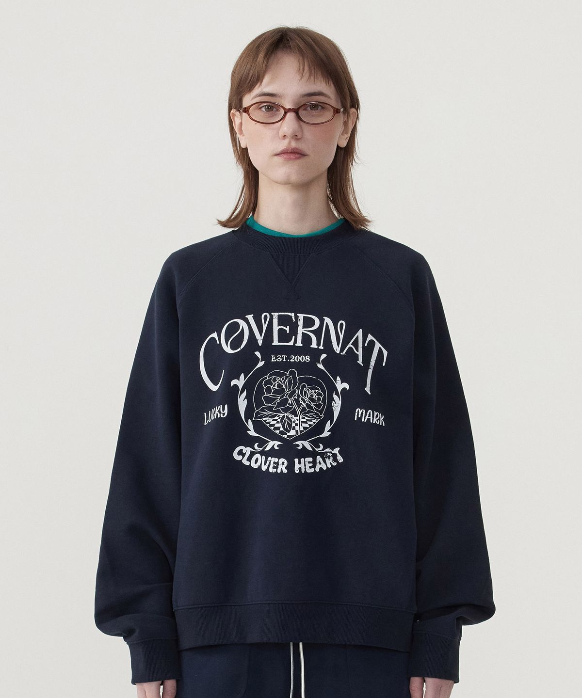 커버낫 우먼(COVERNAT WOMAN) 우먼 빈티지 그래픽 맨투맨 Navy