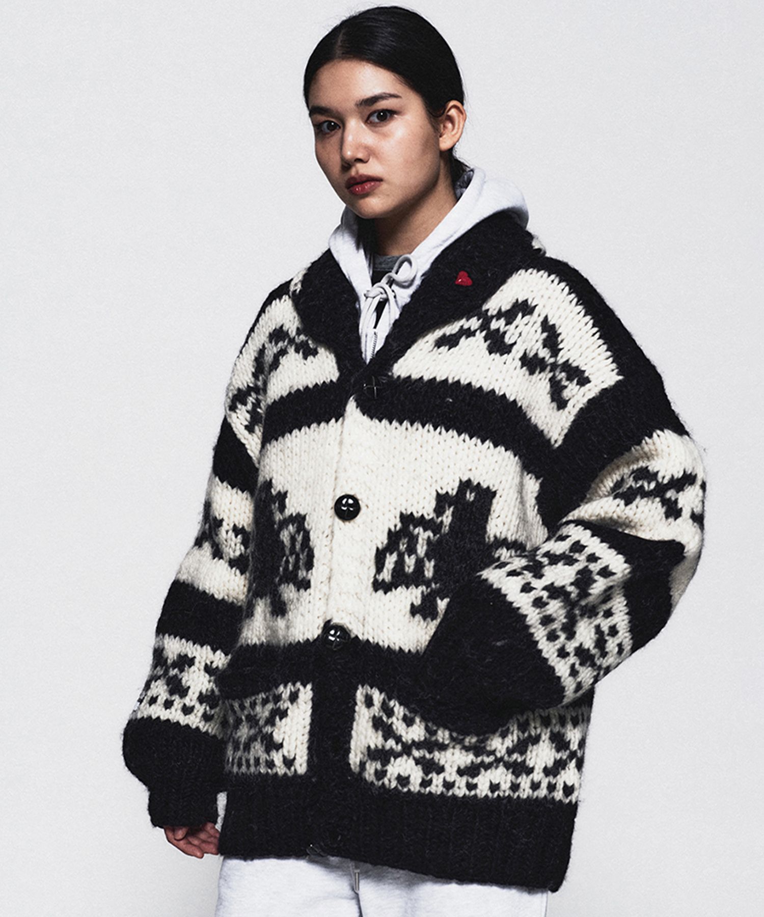 ニット・セーター Wai Kei two puppy cowichan knit BMY1091 Two puppy cowichan knit RED - waikei