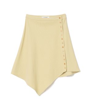 리브드 버튼 미니 스커트 [레몬 옐로우]