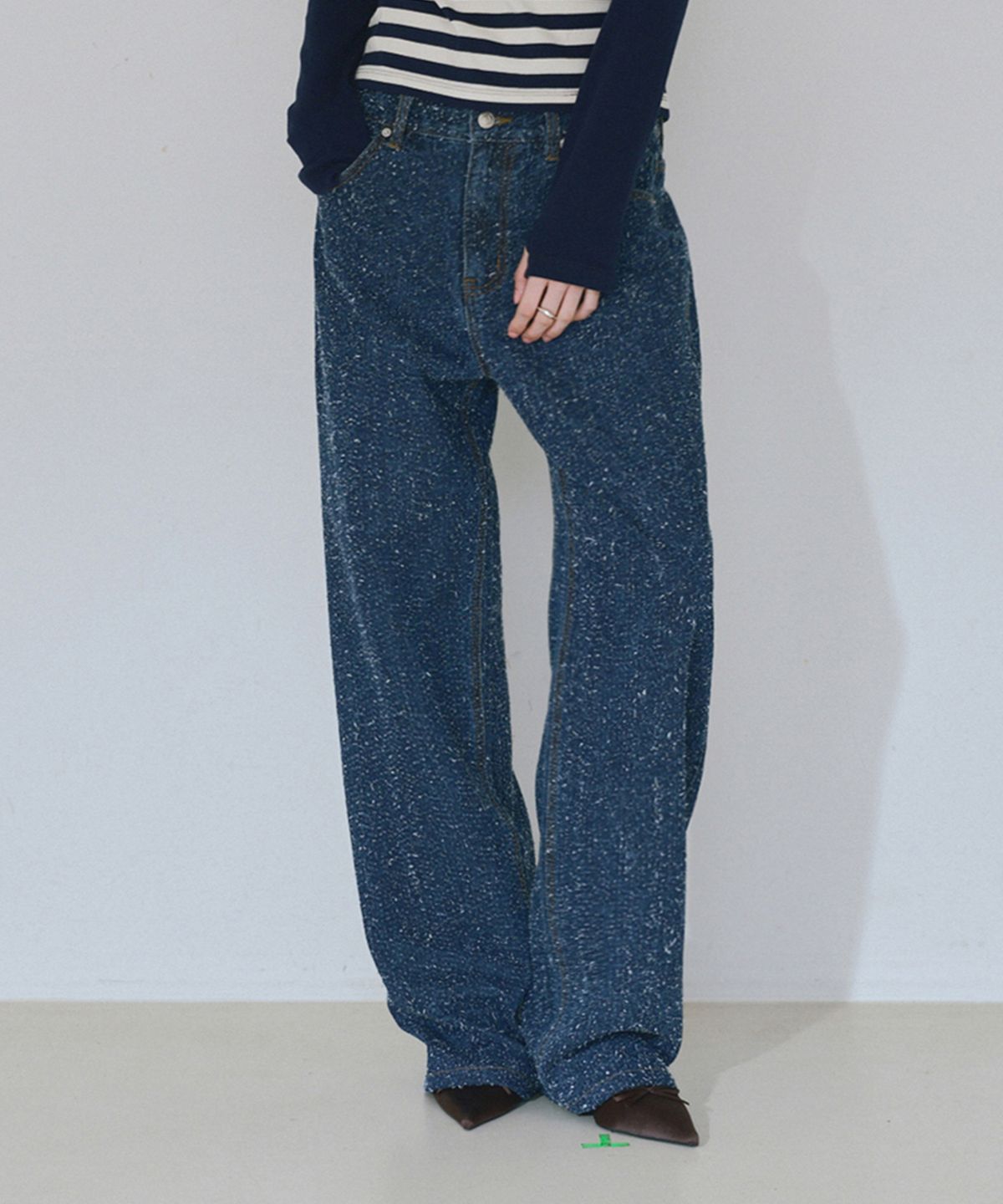 밀로 우먼(MILLO WOMEN) 부클 스트레이트 진 [블루]