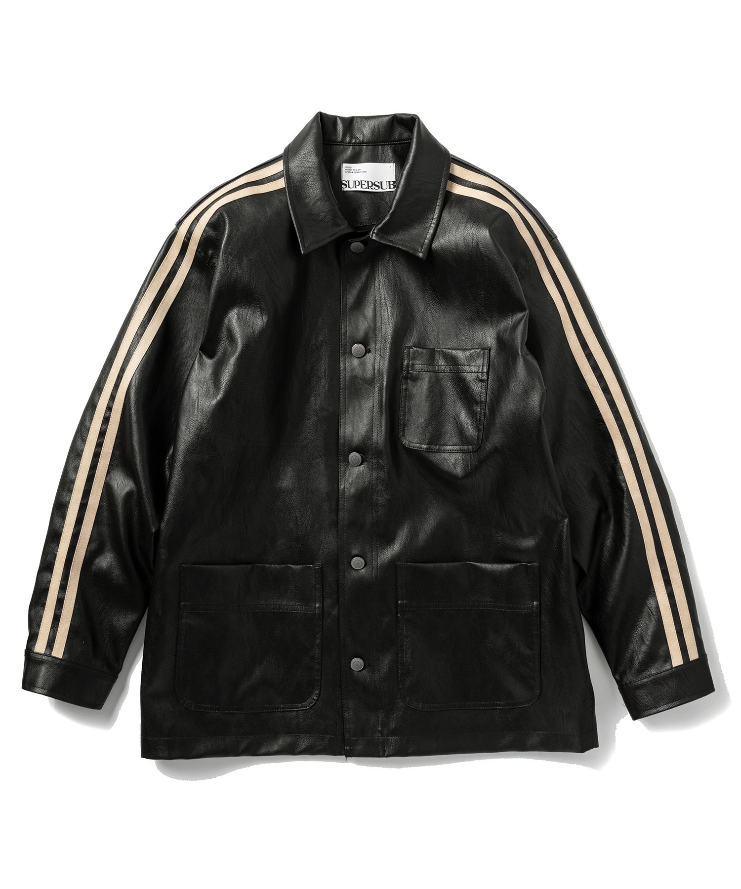 ジャケット・アウター SUPERSUB Leather Jumper musinsa MUSINSA | SUPERSUB Vintage Track Biker Leather Jumper - Black