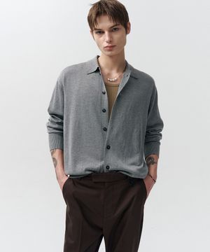 에센셜 루즈핏 니트 셔츠 (그레이)