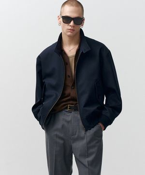 울 휩코드 헤링턴 자켓 (네이비)