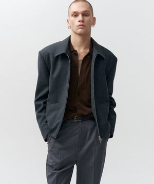 울 집업 크롭 자켓 (그레이)