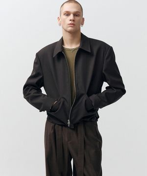 울 집업 크롭 자켓 (브라운)