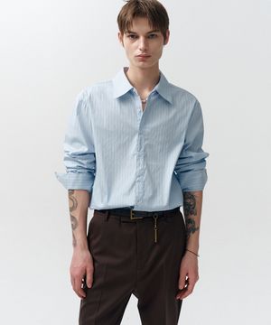자카드 스트라이프 셔츠 (블루)