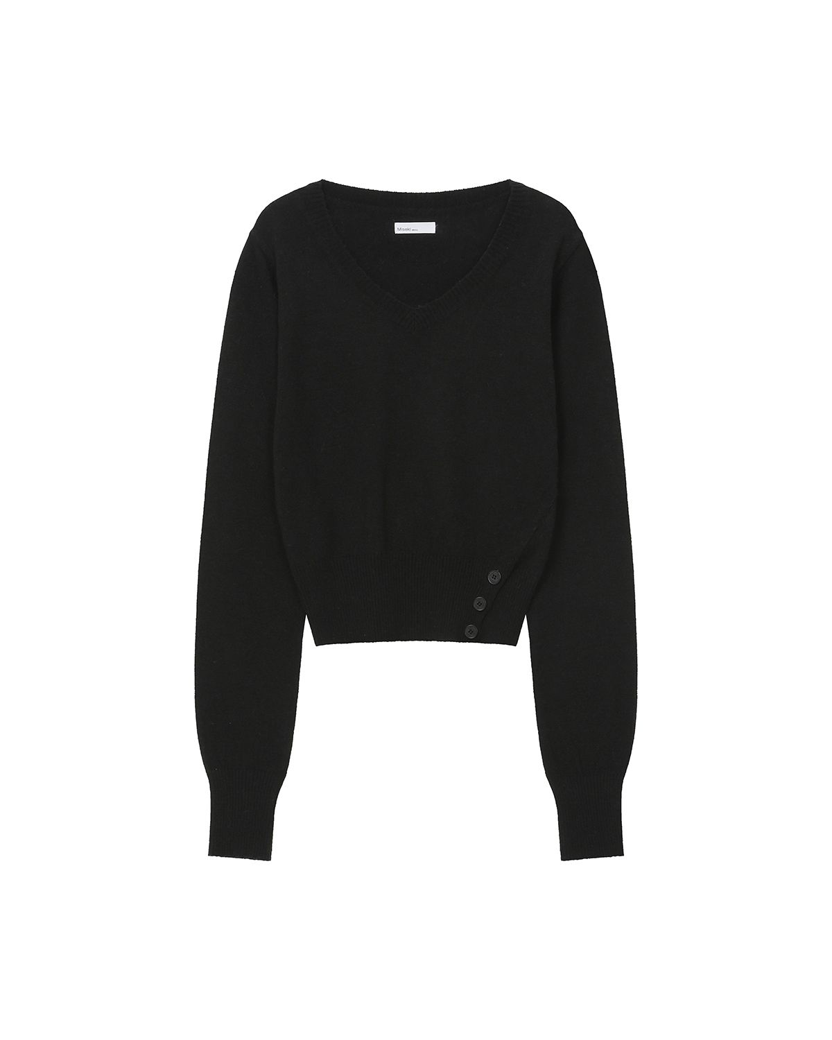 미세키서울(MISEKI SEOUL) Vneck slit button knit BLACK