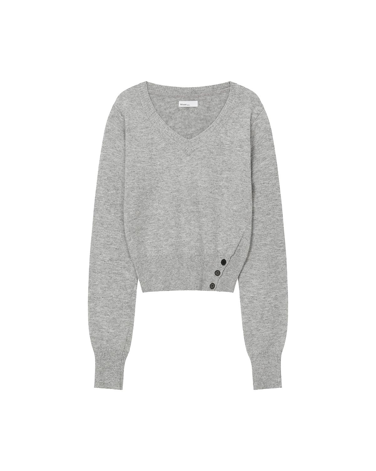미세키서울(MISEKI SEOUL) Vneck slit button knit GREY