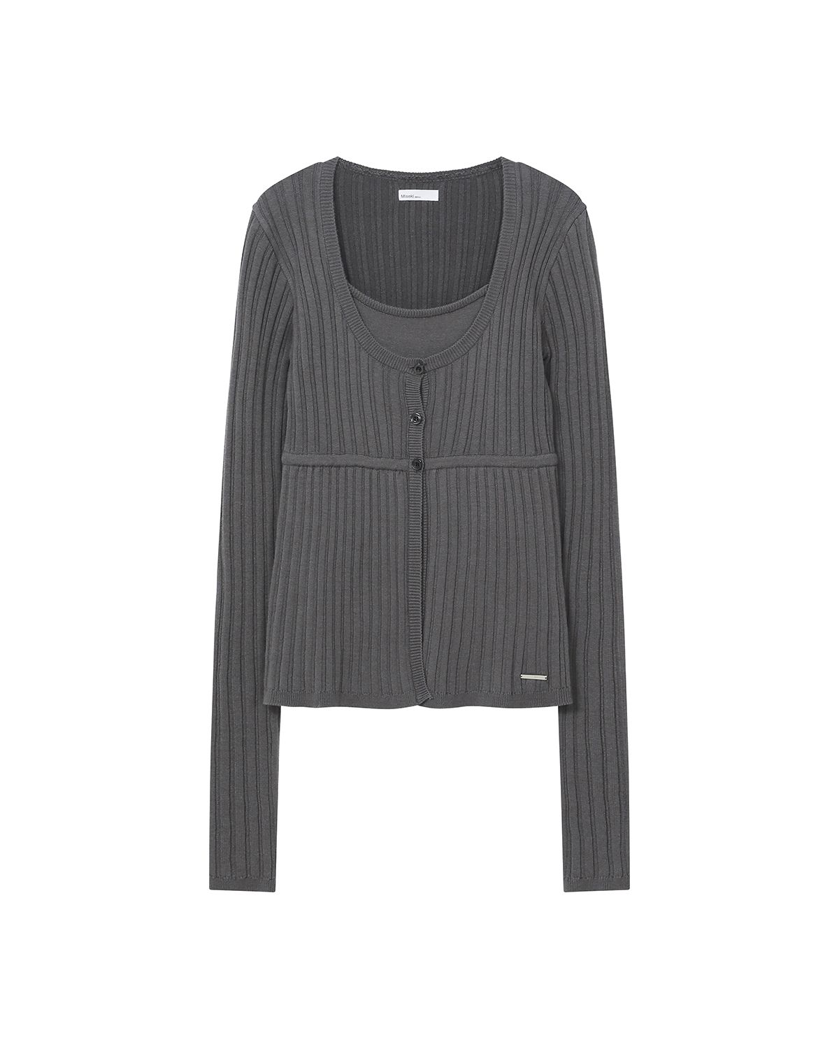 미세키서울(MISEKI SEOUL) Ribbed layered cardigan knit CHARCOAL