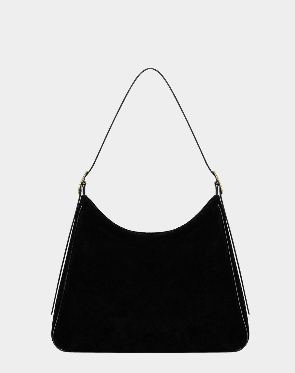 키시닝(KISYNING) Suede Leather Strap Hobo Bag (Black)