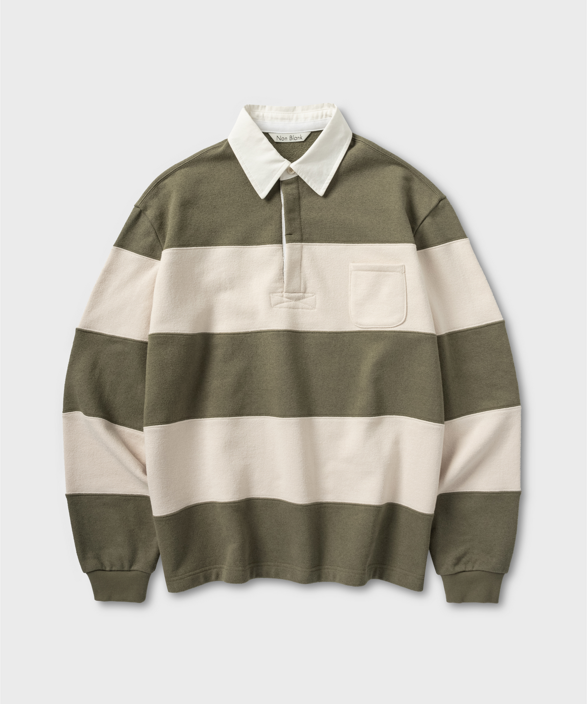 넌블랭크(NONBLANK) 부클 럭비 티셔츠_KHAKI