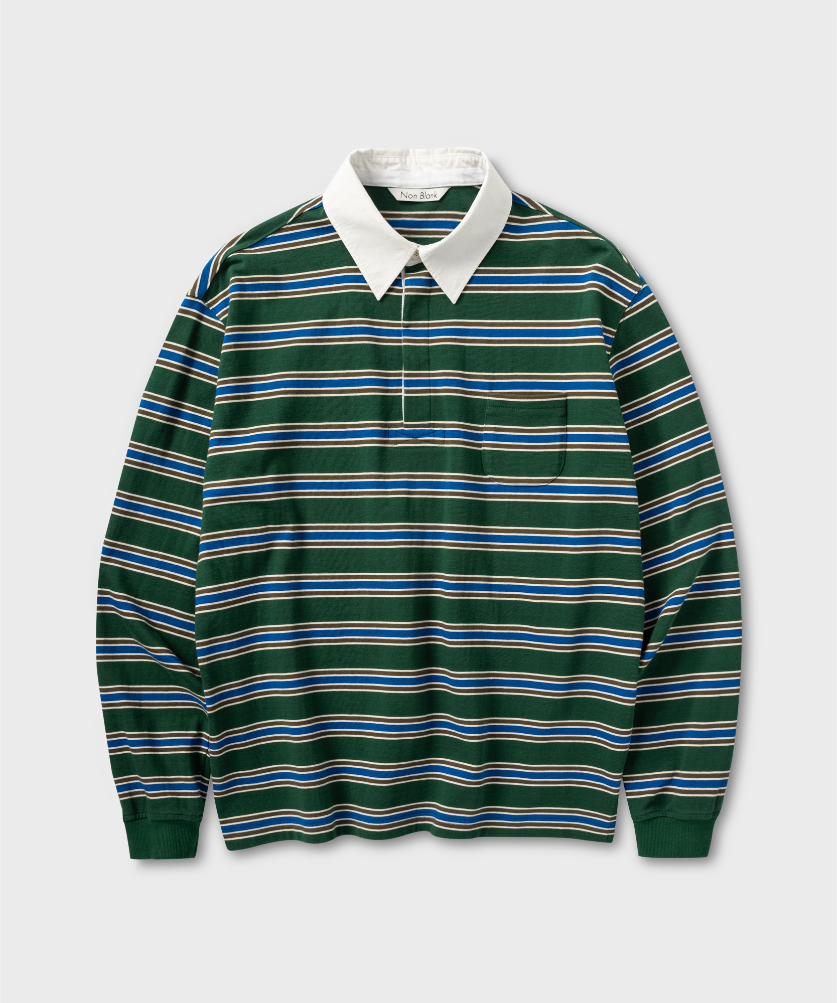 MUSINSA NONBLANK Striped Rugby T-Shirt_GREEN - Main Image