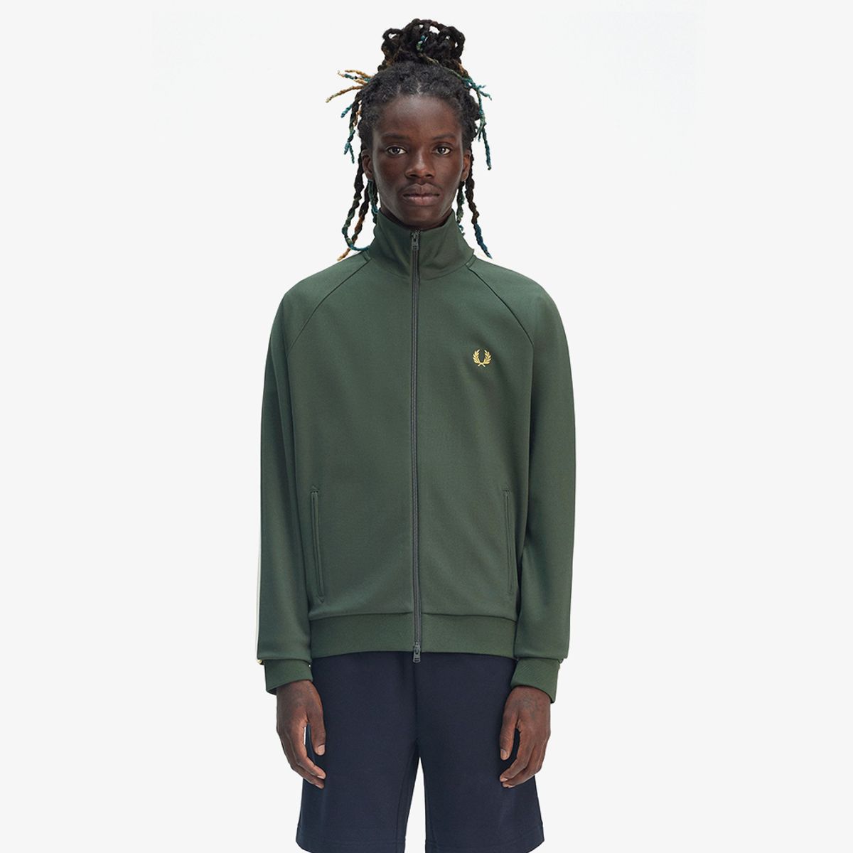 프레드페리(FRED PERRY) [Sport] 투컬러 테잎 트랙재킷 - 코트 그린 AFPM2519045-X89