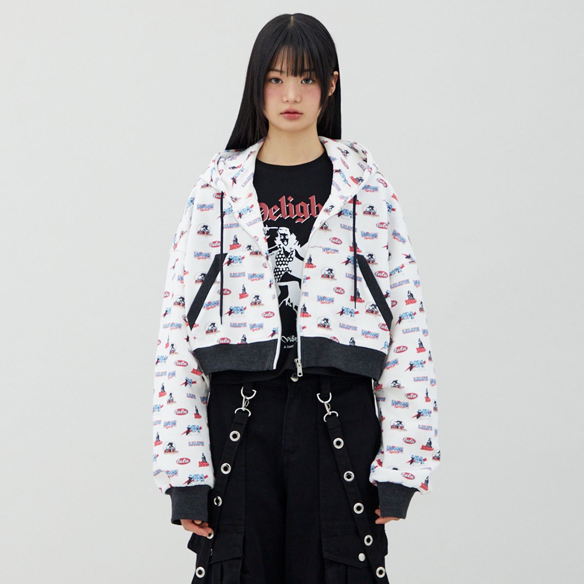 라라폭스(LALAFOX) LALA PATTERN HOODIE ZIP-UP 후드집업 WHITE BR2CJ005
