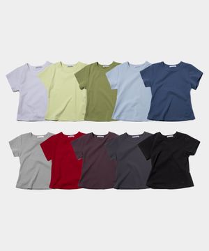 플레이스 심플 베이직 슬림핏 세미 크롭 코튼 반소매티 _10color