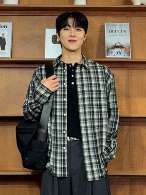 [해피가이정호 X 비긴202] 크리즈 체크 셔츠 [블랙]