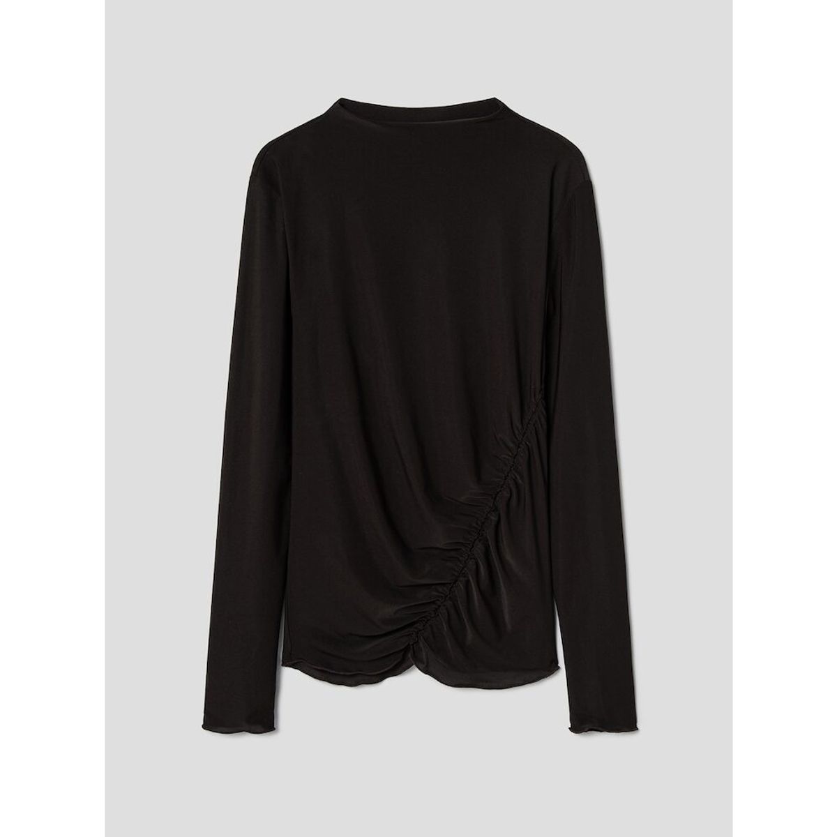 앙개(ANGGAE) Light Jersey Slim Shirring Top  Brown