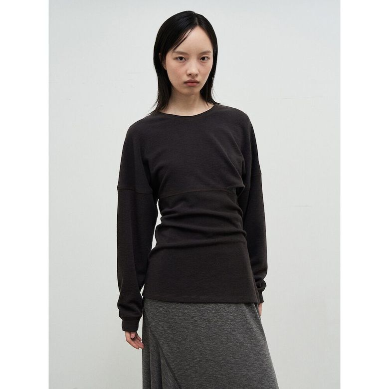 Side Button Long TShirts  Brown