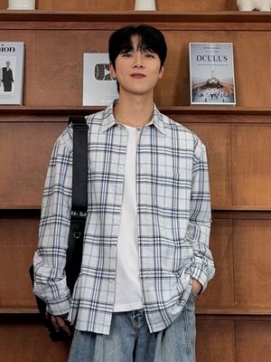 [해피가이정호 X 비긴202] 크러쉬 라인 체크 셔츠 [블루]