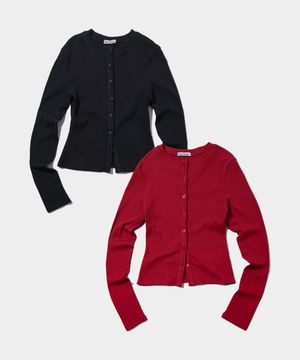 [롱] 골지 버튼업 슬림핏 라운드넥 니트 가디건 _2COLOR