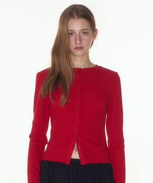 [숏] 골지 버튼업 슬림핏 라운드넥 니트 가디건 _2COLOR