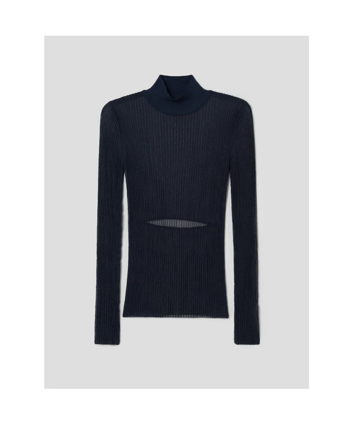 앙개(ANGGAE) Sheer Rib Super Slim Pullover  Navy