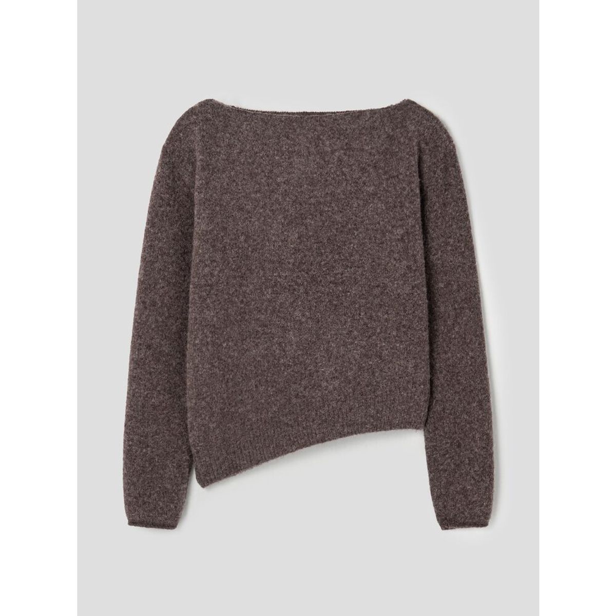 앙개(ANGGAE) Llama Blend Asymmetric Pullover  Brown