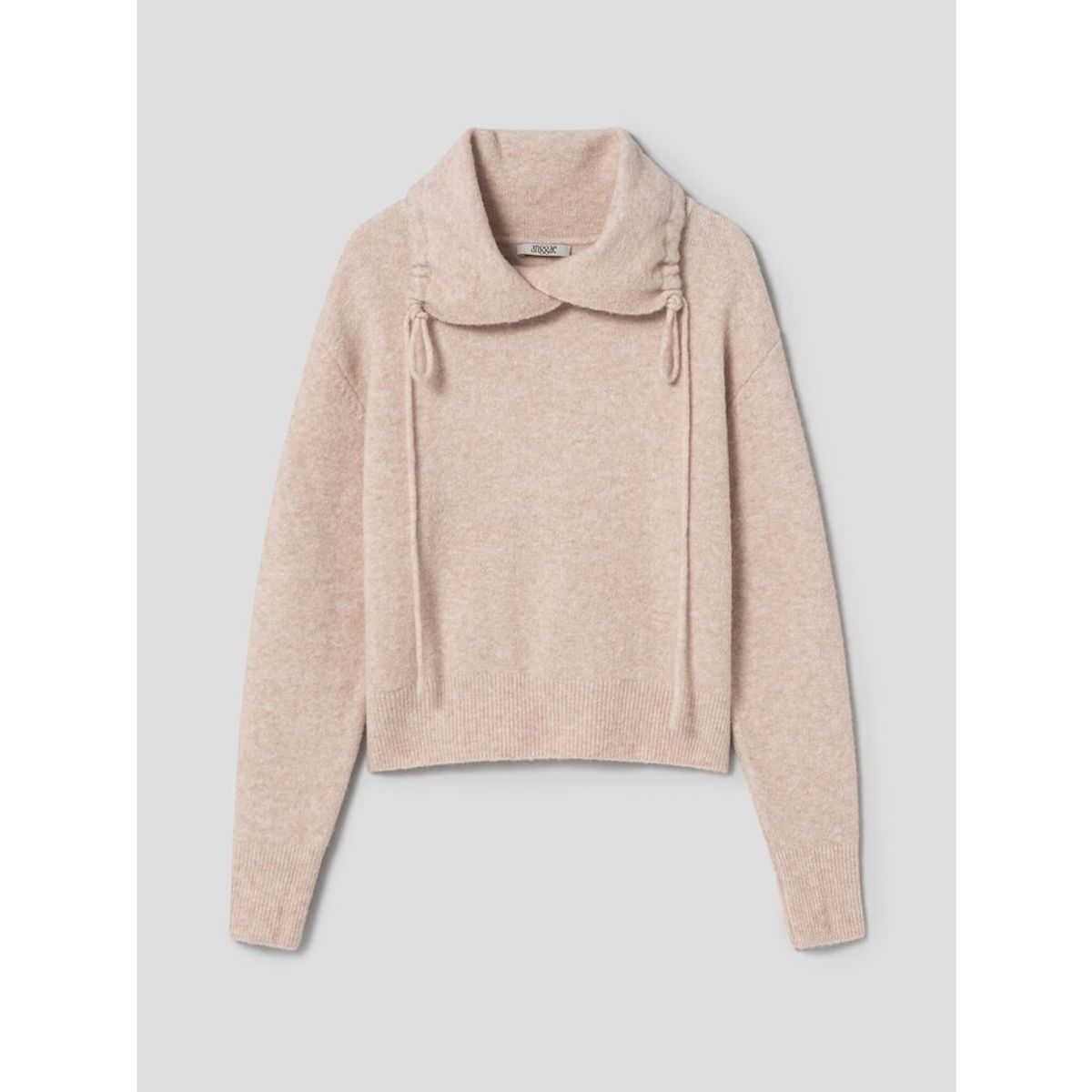 앙개(ANGGAE) Llama Blend 2Way String Neck Pullover  Beige