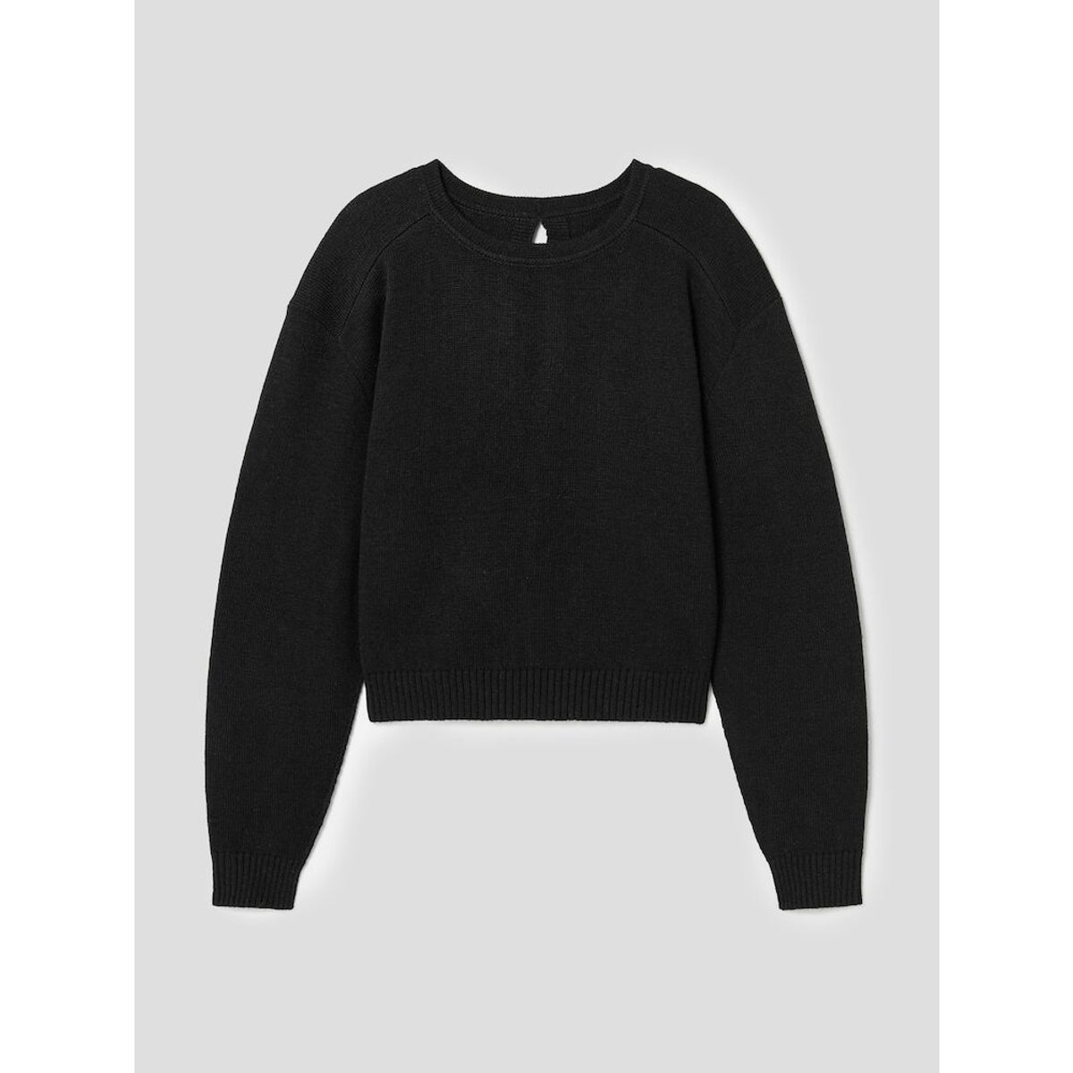 앙개(ANGGAE) Lambswool Blend 2Holes Solid Pullover  Black