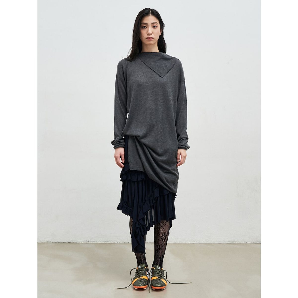 앙개(ANGGAE) Button Fluid Pullover  Ash