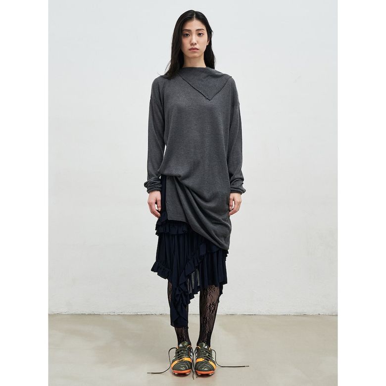 Button Fluid Pullover  Ash