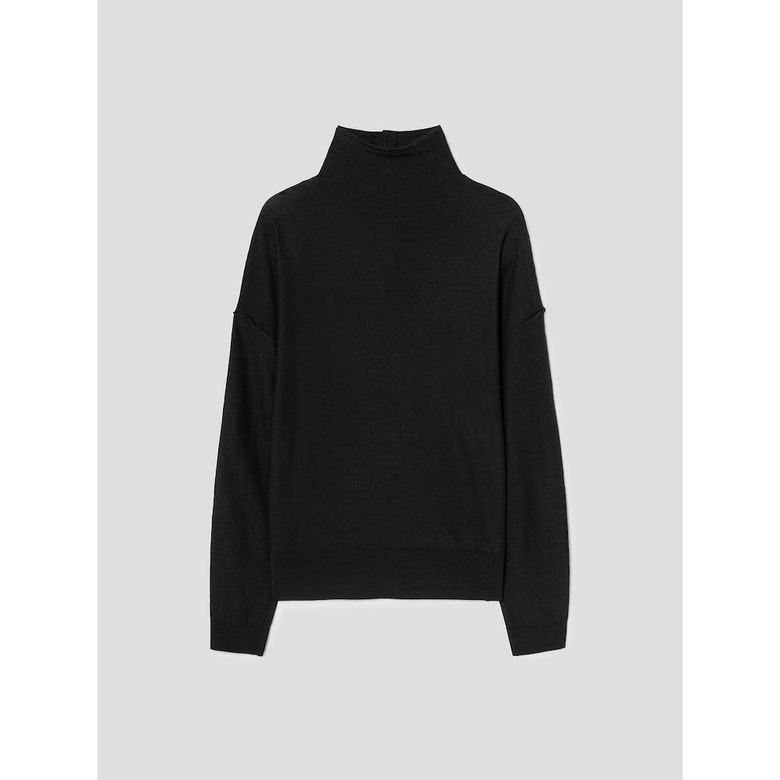 Half Neck Button Pullover  Black