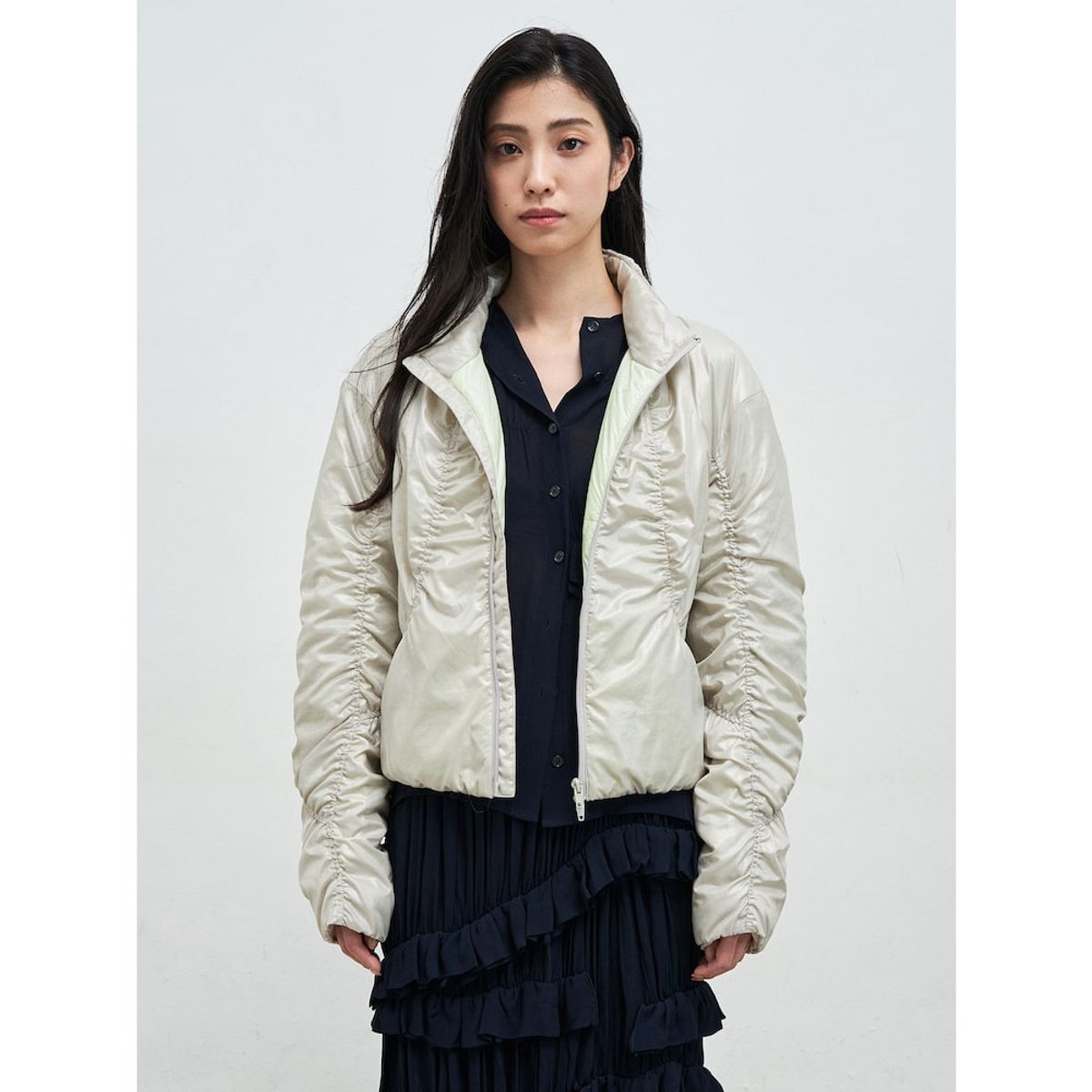 앙개(ANGGAE) Curved Line Jacket  Ivory