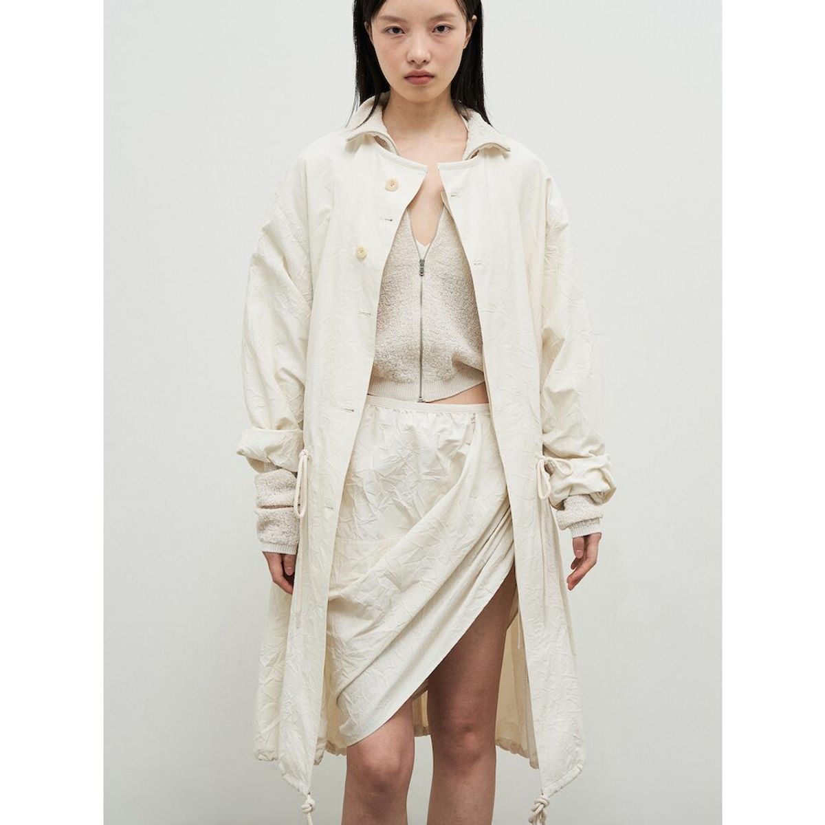 앙개(ANGGAE) Wonderer Wrinkle Trench Coat  Ivory