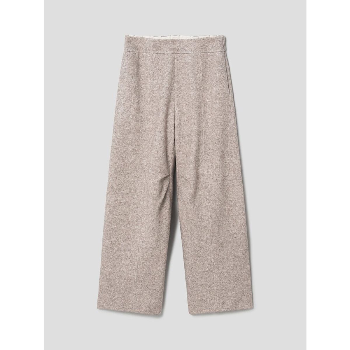 앙개(ANGGAE) Melange Wool Blend Curved Pants  Ivory