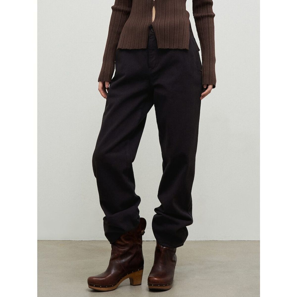 앙개(ANGGAE) Denim Baggy Pants  Brown