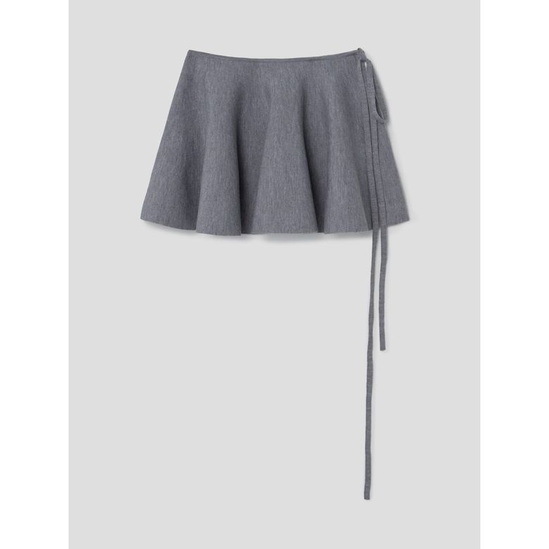 Full Flared Chouchou Knit Skirt  Grey
