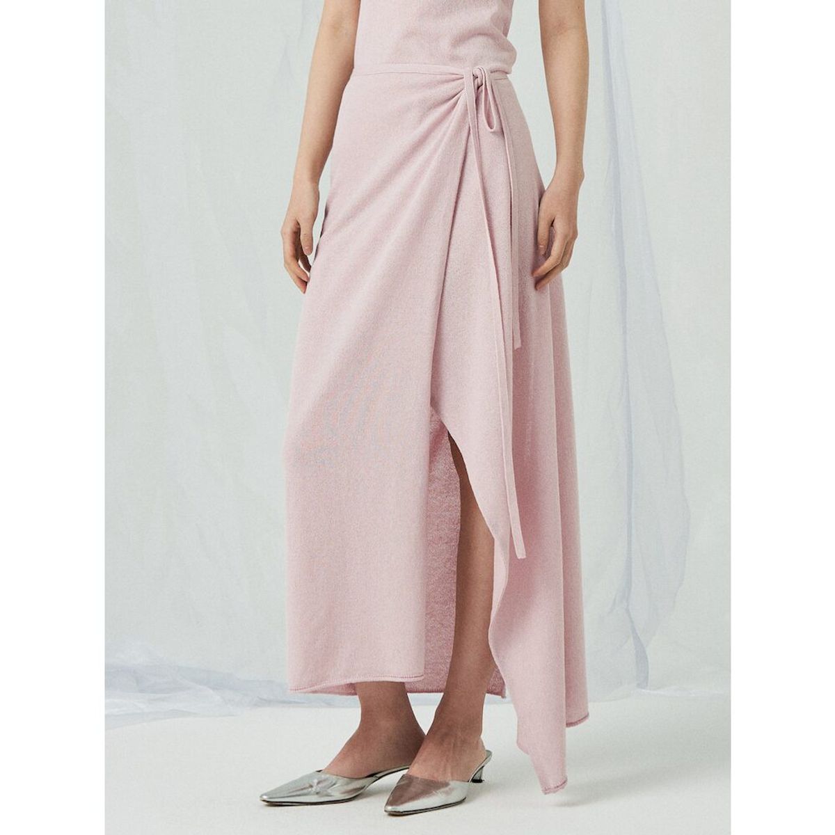앙개(ANGGAE) Knit Wrap Long Skirt  Pink