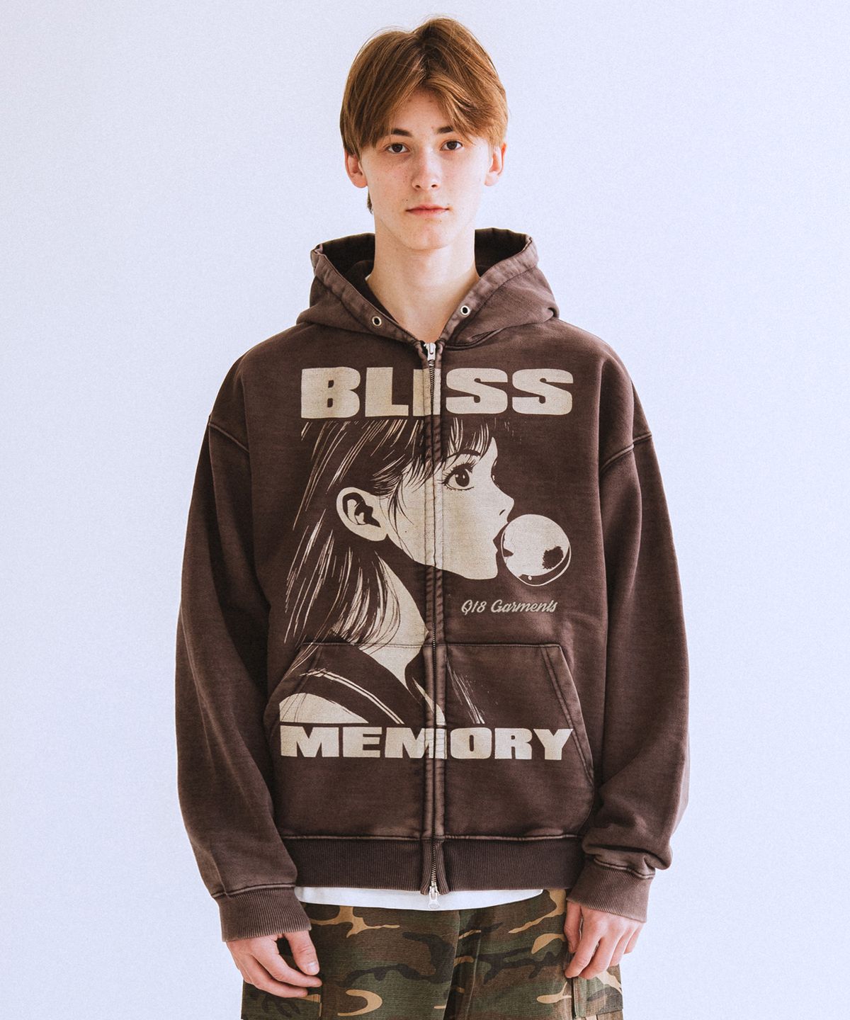 큐티에잇 가먼츠(QT8 GARMENTS) RG Bliss Washed Zip-up hoodie (Black)