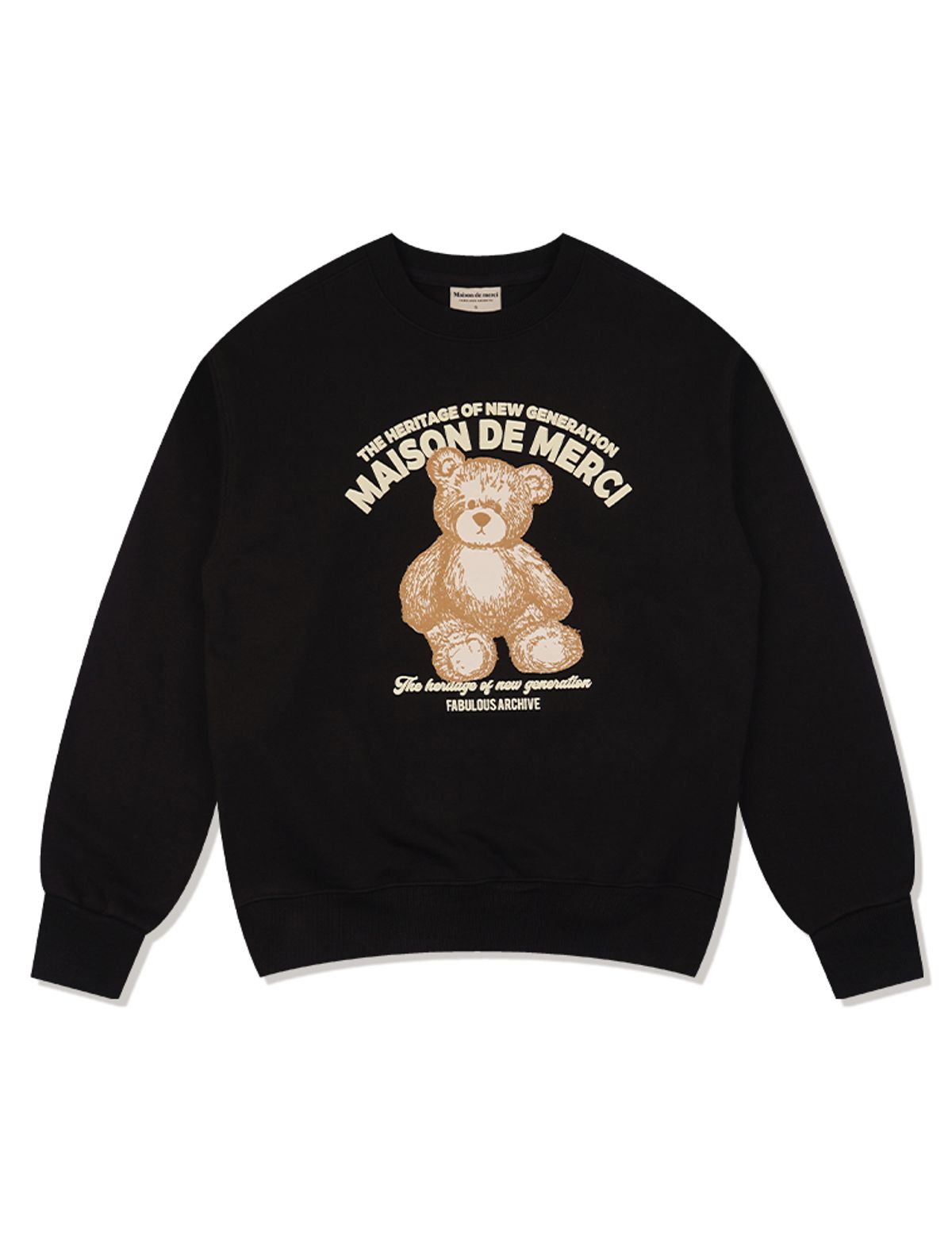 라 메종 스튜디오(LA MAISON STUDIO) UNISEX 베어프렌즈 레귤러핏 맨투맨 블랙(FCF1TS322M)