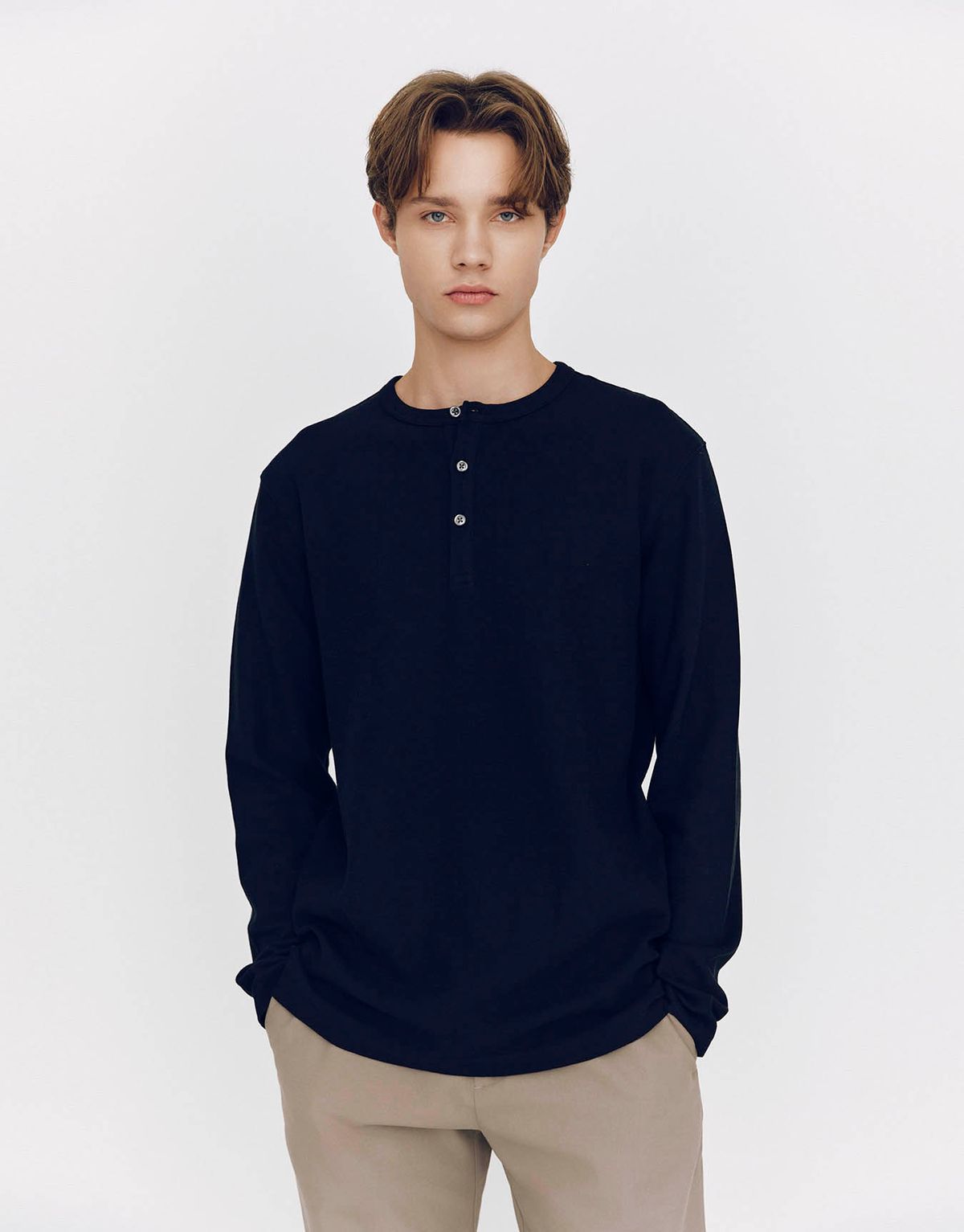 지오다노(GIORDANO) 헨리넥 텍스쳐 긴팔티 025507 [3color]