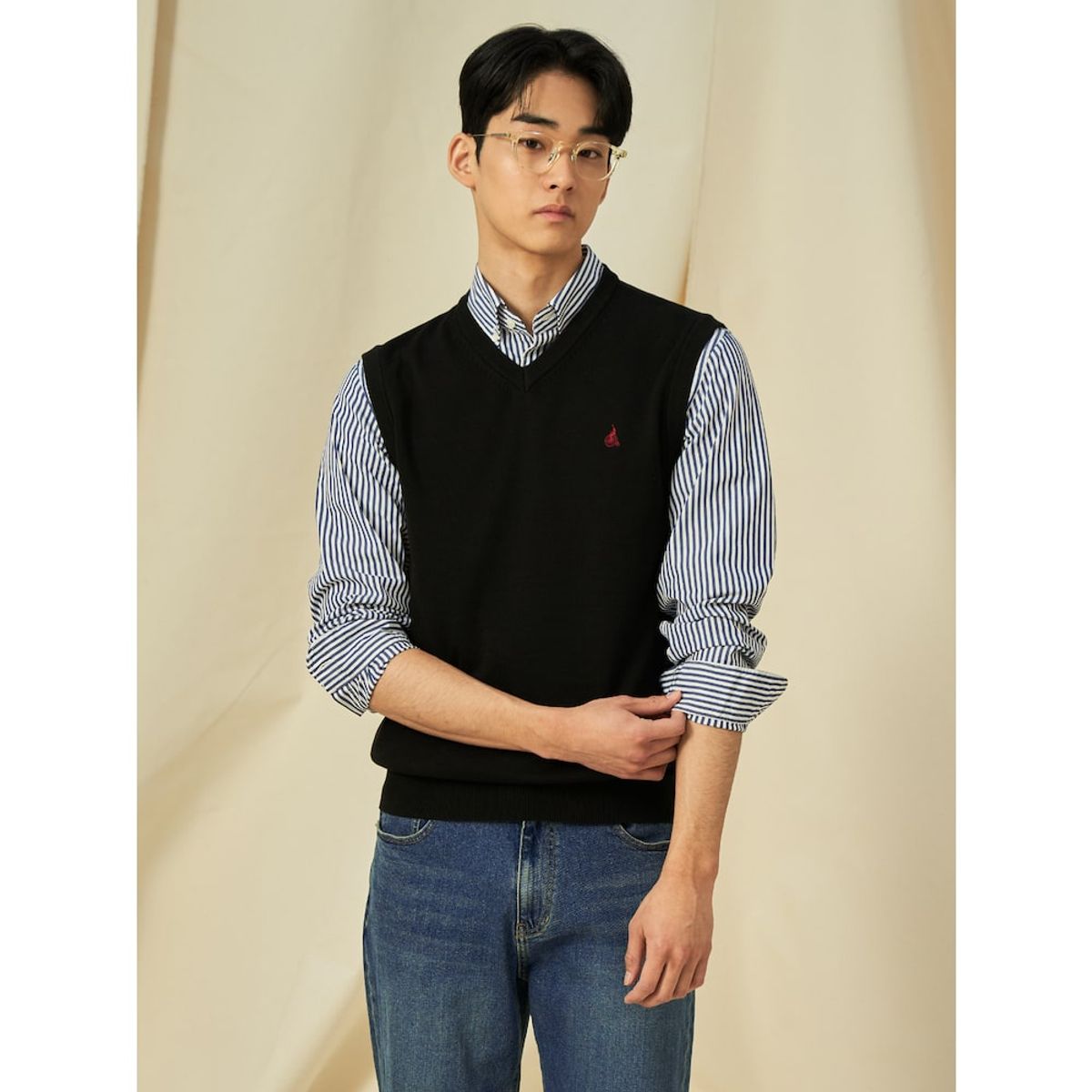 빈폴 멘(BEANPOLE MEN) [Essential] V넥 베스트  블랙 (BC5151E035)