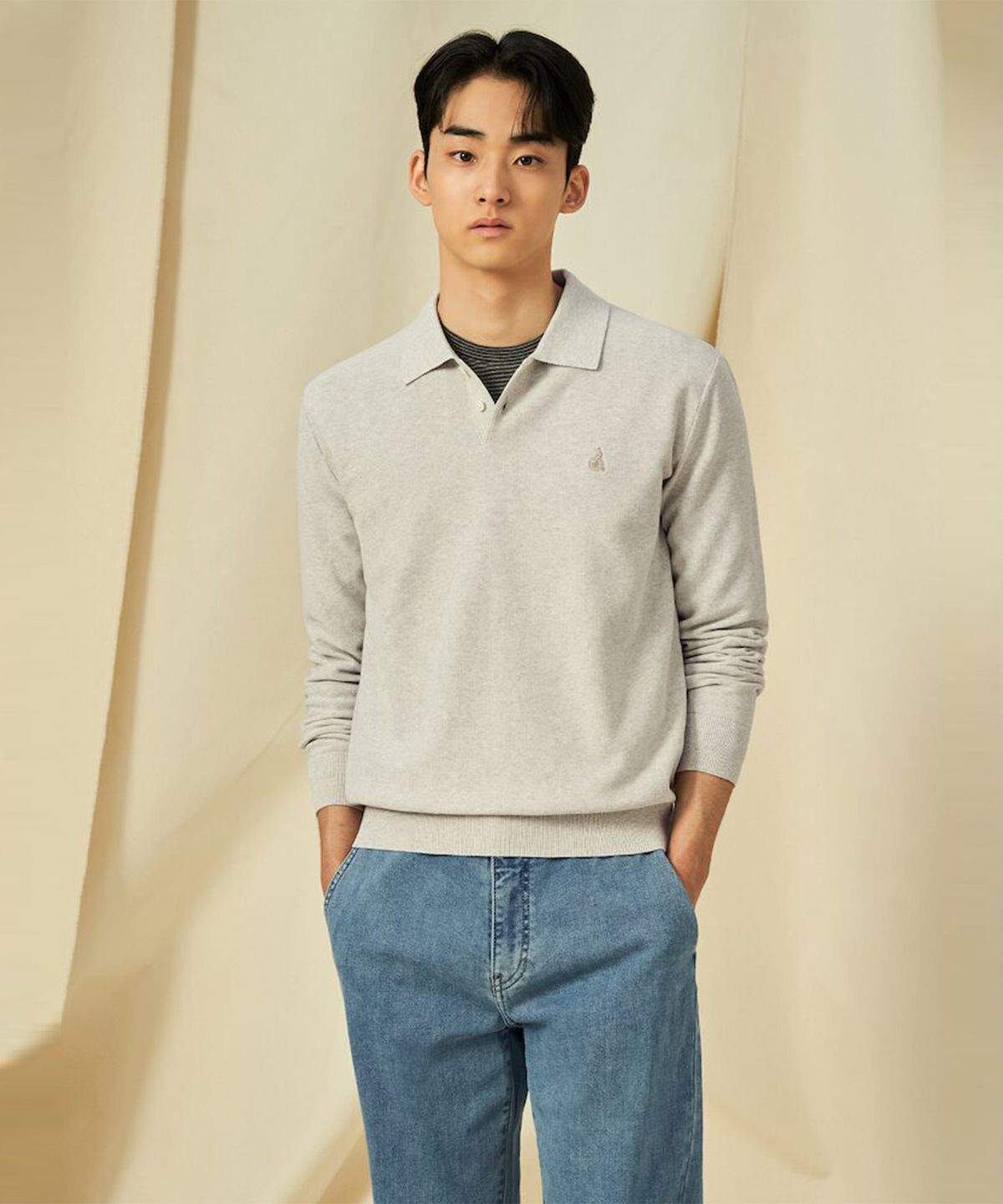 빈폴 멘(BEANPOLE MEN) 젠틀 칼라넥 니트  베이지 (BC5151C04A)