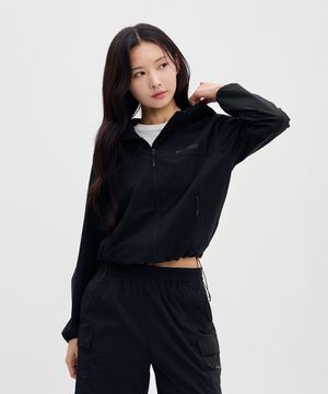 프레시벤트 여성 컬러블럭 크롭 바람막이 (BLACK)