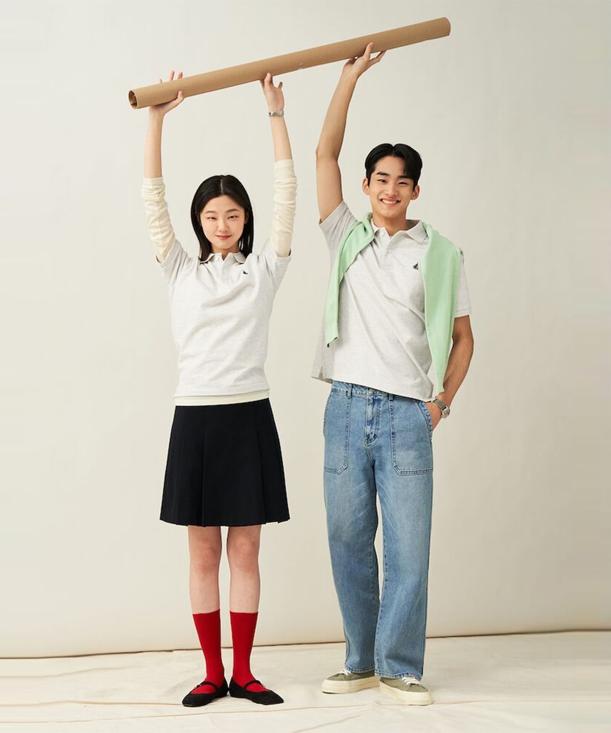 빈폴 멘(BEANPOLE MEN) [Essential] 남녀공용 수피마 코튼 피케 티셔츠  아이보리 (BC5242E110)