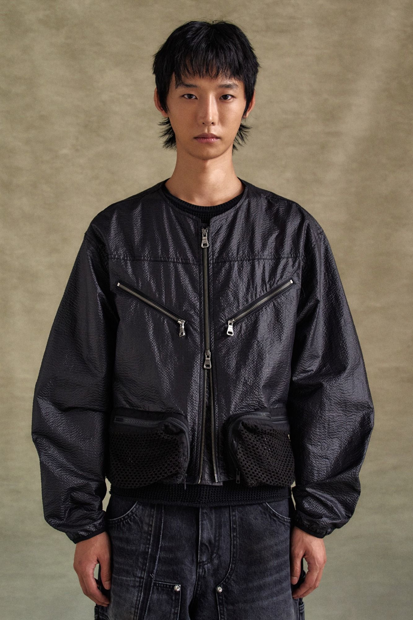 MUSINSA | ANDERSSON BELL Convex Collarless Jacket awa696m (BLACK)
